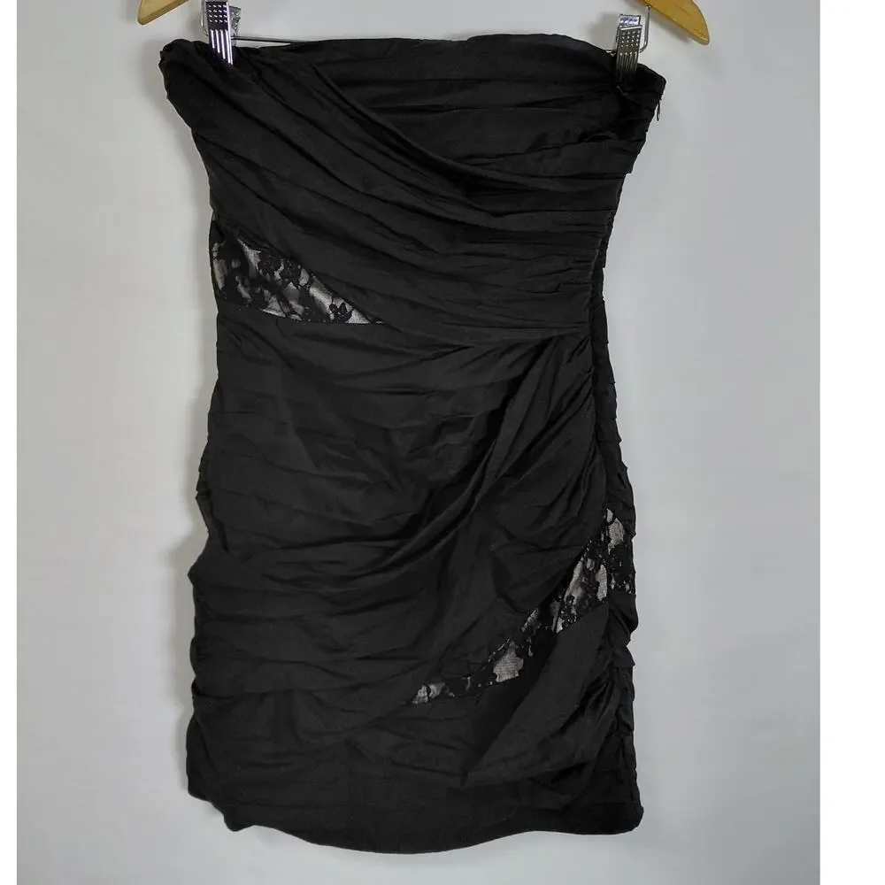 Express Silk Blend Black Short Lined Dress Women Size 6